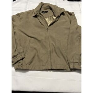 Gary Player Mens XXL Tan Faux Suede Full Zip Harrington Jacket Golf Coat Tan